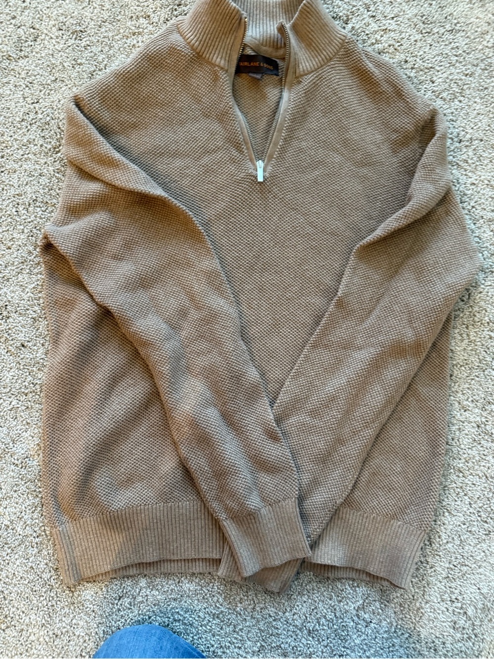 Fairlane & Sons Half-Zip Knit Pullover in Beige